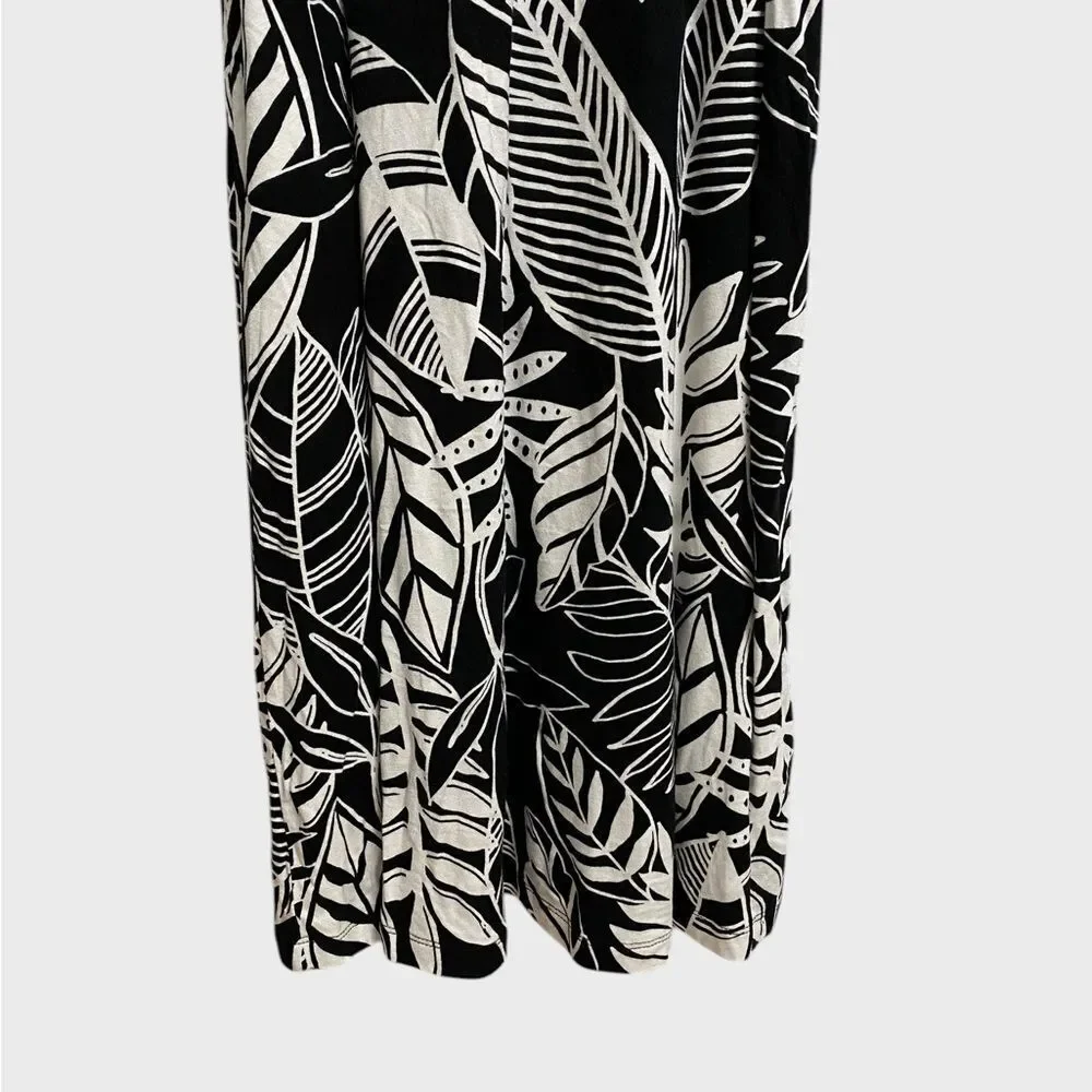 Old Navy Sleeveless Jersey-Knit Swing Dress Women's Size S Tropical Leaf Beach